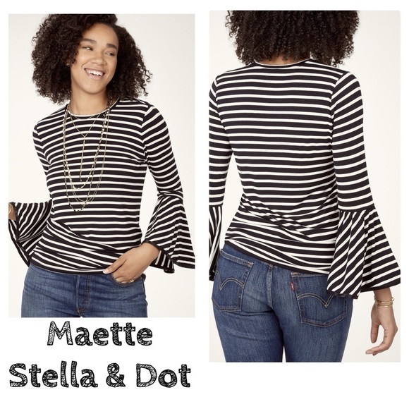 Stella & Dot Tops - Stella & Dot Maette Avery striped Bell Sleeve Top